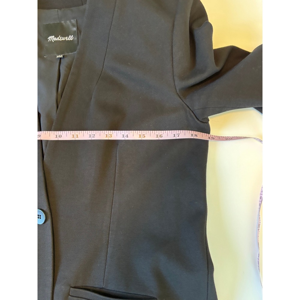 Madewell Blazer Black Women Size 8 Collarless Single Button Twill Workwear - Picture 11 of 11